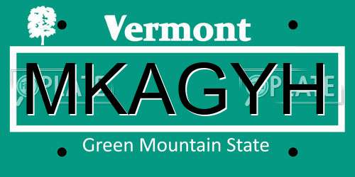 MKAGYH Vermont License Plate