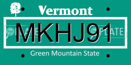 MKHJ91 Vermont License Plate