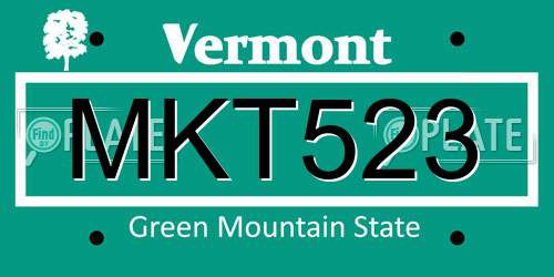 MKT523 Vermont License Plate