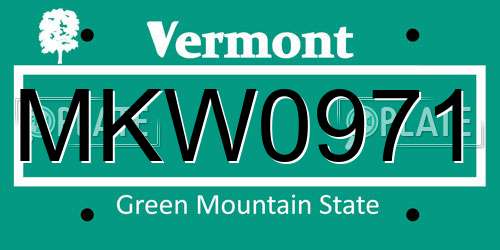 MKW0971 Vermont License Plate