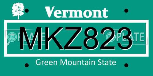 MKZ823 Vermont License Plate