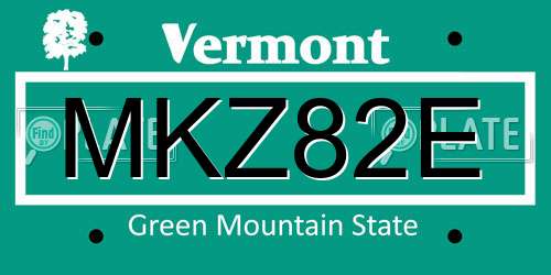 MKZ82E Vermont License Plate