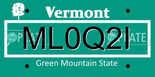 ML0Q2I Vermont License Plate