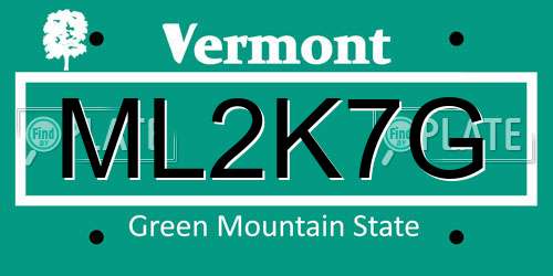 ML2K7G Vermont License Plate