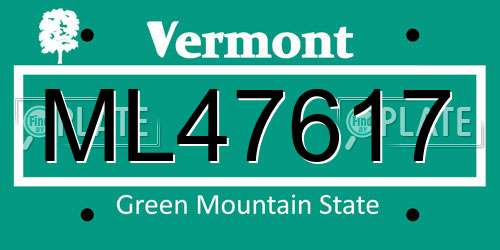 ML47617 Vermont License Plate