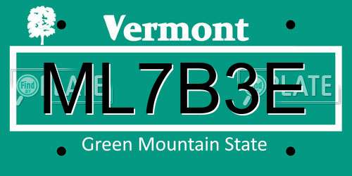 ML7B3E Vermont License Plate