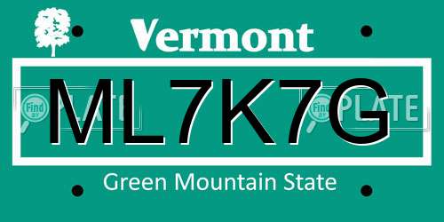ML7K7G Vermont License Plate