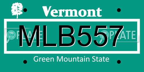 MLB557 Vermont License Plate