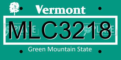 MLC3218 Vermont License Plate
