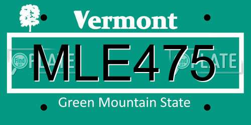 MLE475 Vermont License Plate