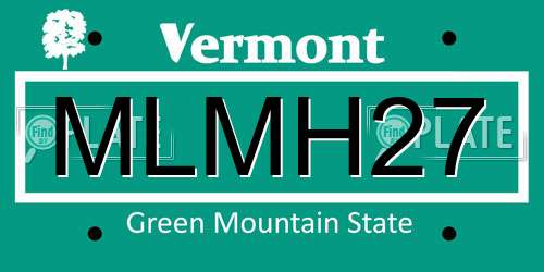 MLMH27 Vermont License Plate