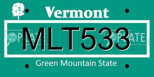 MLT533 Vermont License Plate