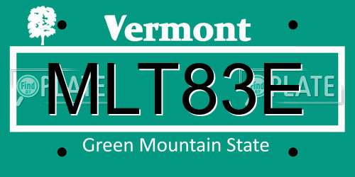 MLT83E Vermont License Plate