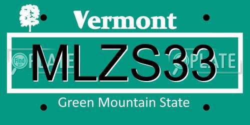 MLZS33 Vermont License Plate