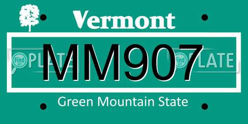 MM907 Vermont License Plate