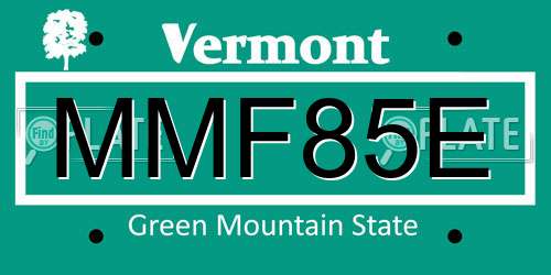 MMF85E Vermont License Plate
