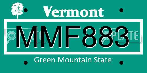 MMF883 Vermont License Plate