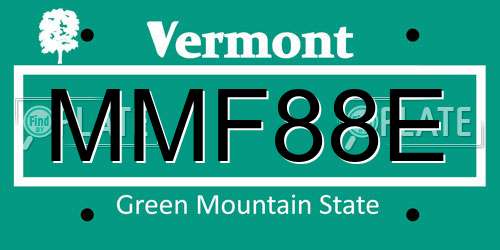 MMF88E Vermont License Plate