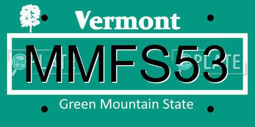 MMFS53 Vermont License Plate