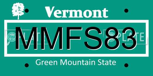 MMFS83 Vermont License Plate
