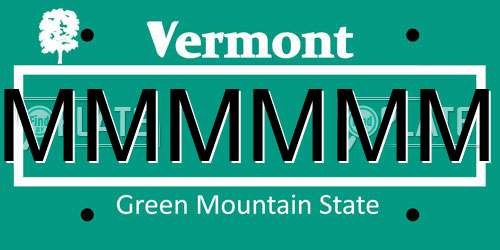 MMMMMM Vermont License Plate