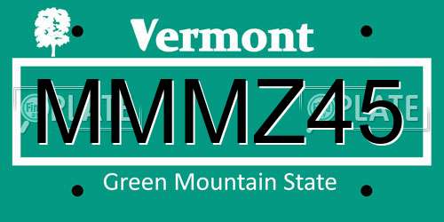 MMMZ45 Vermont License Plate