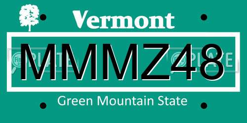 MMMZ48 Vermont License Plate