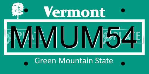 MMUM54 Vermont License Plate