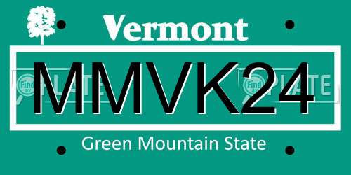 MMVK24 Vermont License Plate