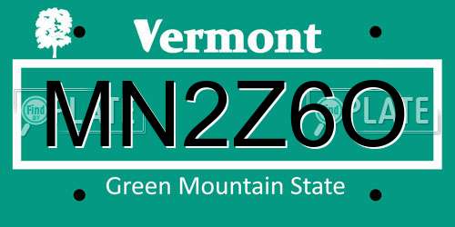 MN2Z6O Vermont License Plate