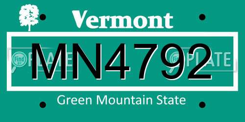 MN4792 Vermont License Plate