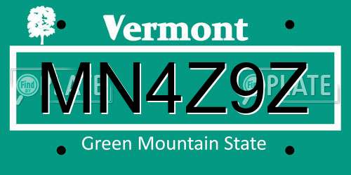 MN4Z9Z Vermont License Plate