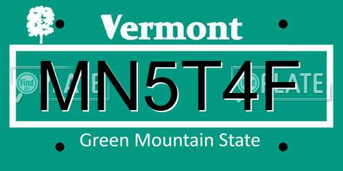 MN5T4F Vermont License Plate