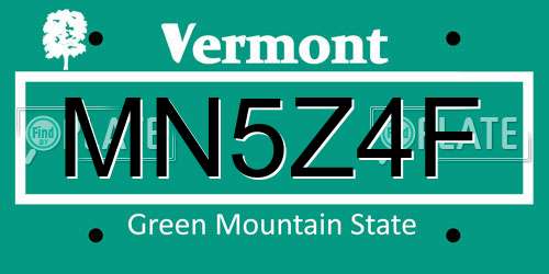 MN5Z4F Vermont License Plate