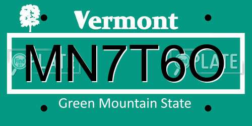 MN7T6O Vermont License Plate