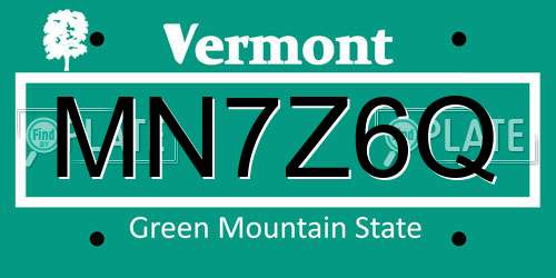 MN7Z6Q Vermont License Plate