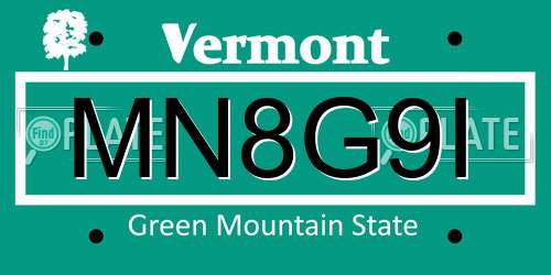 MN8G9I Vermont License Plate