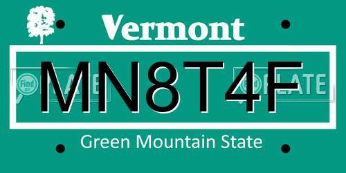 MN8T4F Vermont License Plate