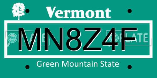 MN8Z4F Vermont License Plate