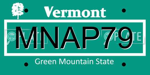 MNAP79 Vermont License Plate