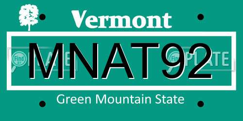 MNAT92 Vermont License Plate