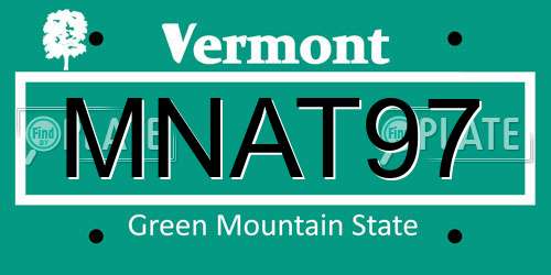 MNAT97 Vermont License Plate