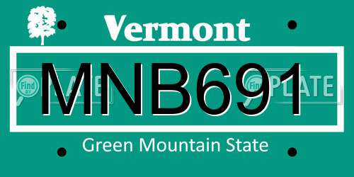 MNB691 Vermont License Plate