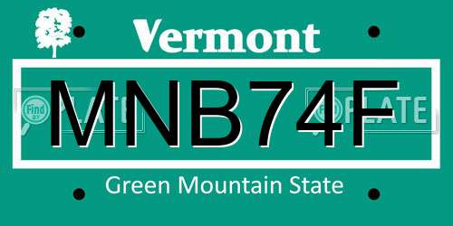 MNB74F Vermont License Plate