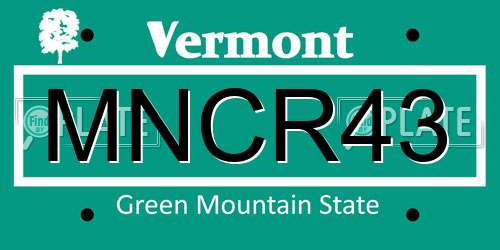 MNCR43 Vermont License Plate