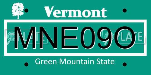 MNE09O Vermont License Plate