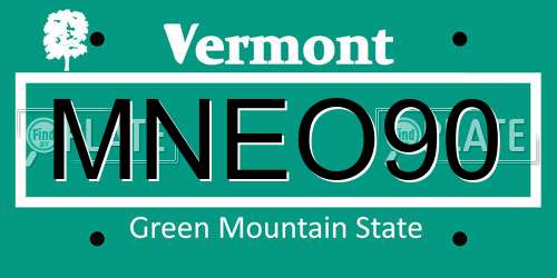 MNEO90 Vermont License Plate