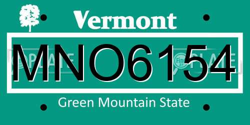 MNO6154 Vermont License Plate