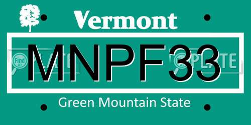 MNPF33 Vermont License Plate