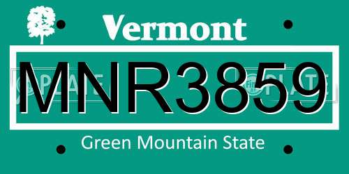 MNR3859 Vermont License Plate